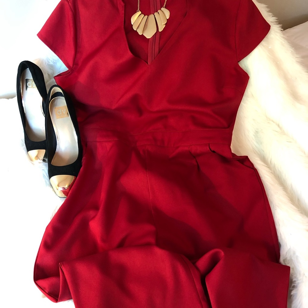 Red pant suit
